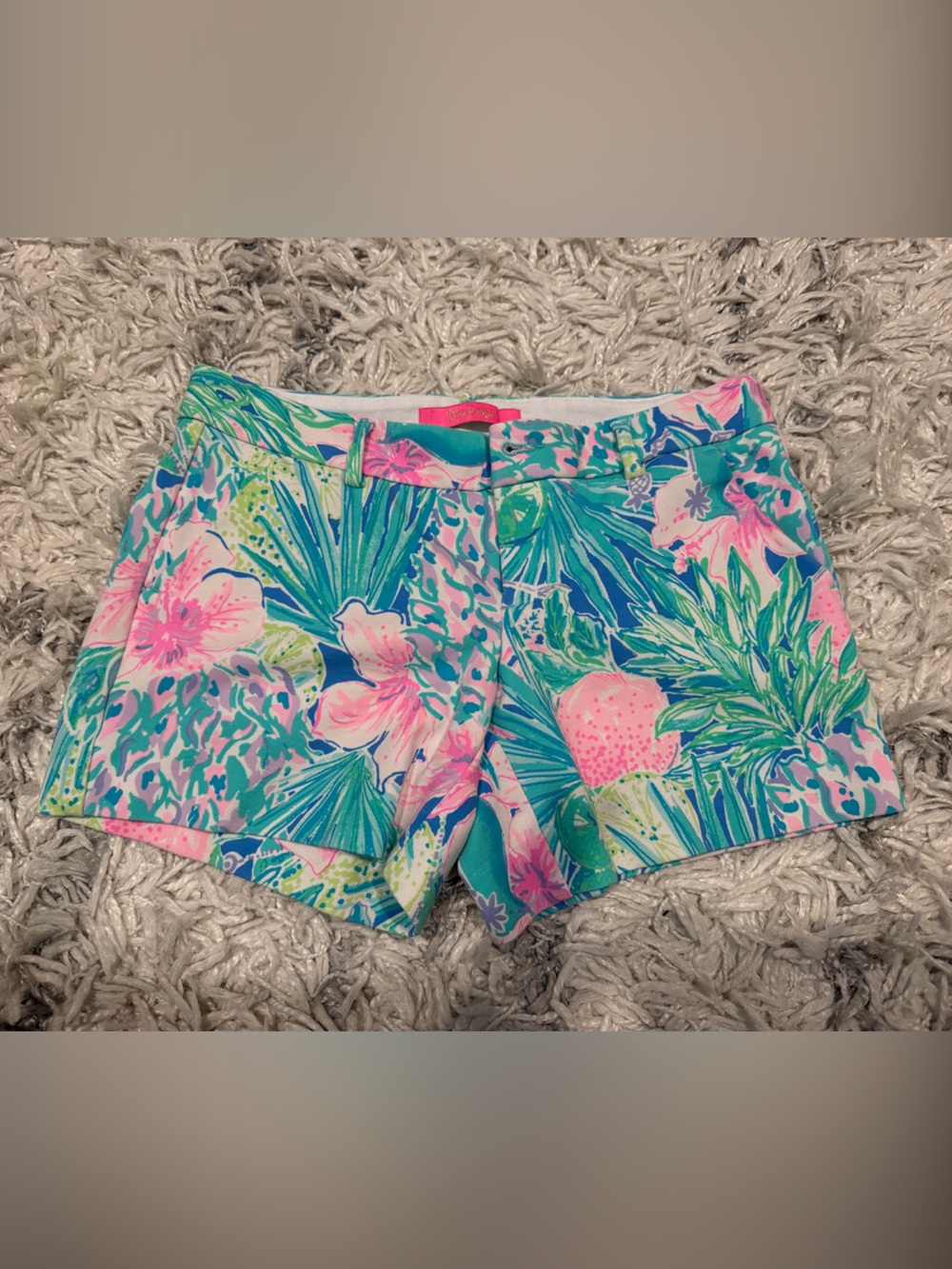 Lilly Pulitzer Pink & Teal Tropical Callahan Shorts